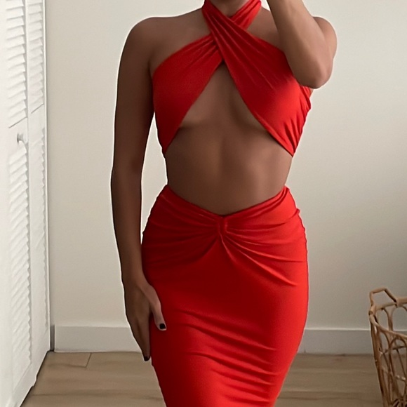 Other - 2 piece suede midi set